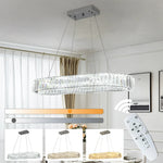 lustre suspendu cristal moderne transparent facettes chromé télécommande chambre salon
