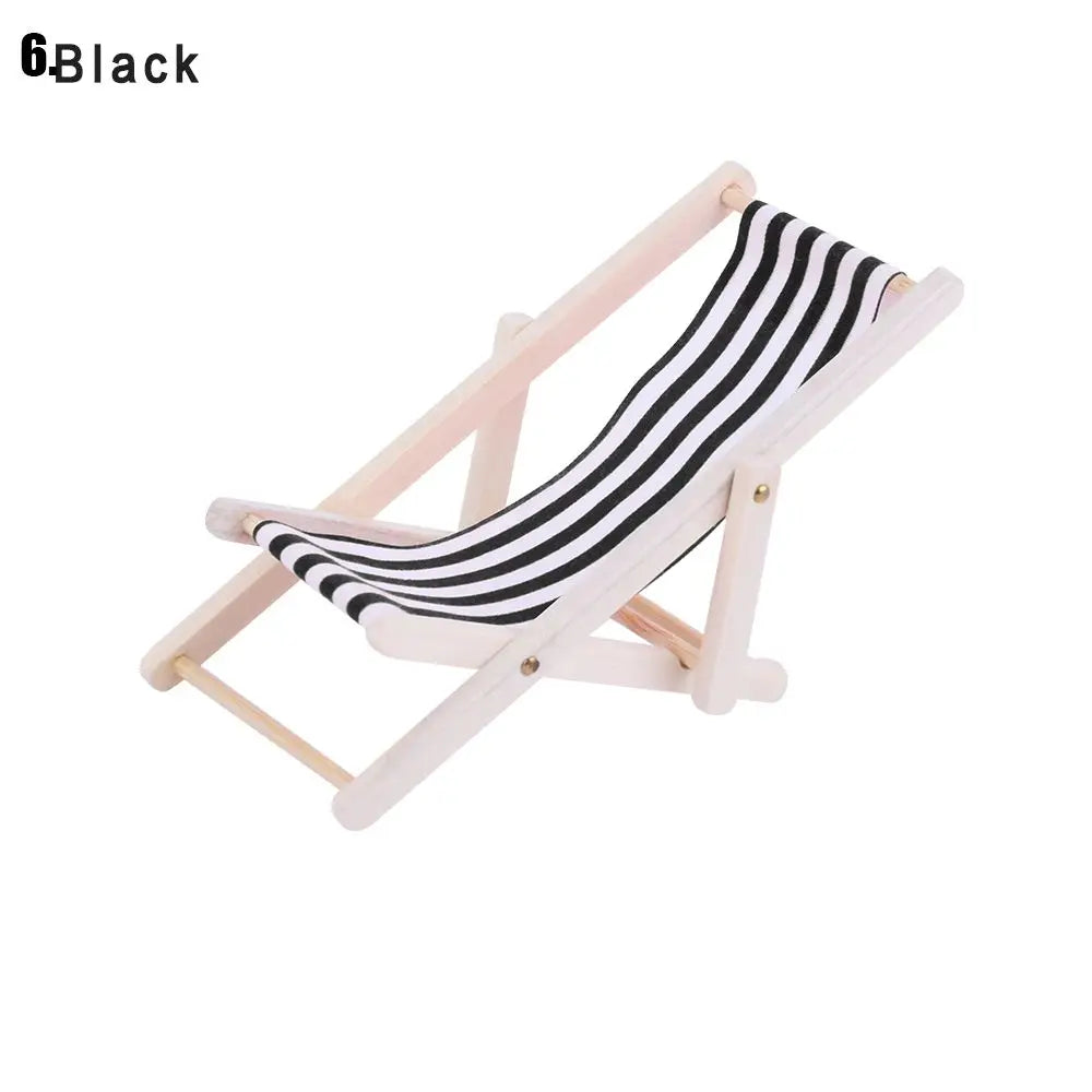 chaise longue miniature pliante rayures horizontales moderne bois rouge blanc bleu blanc jaune blanc