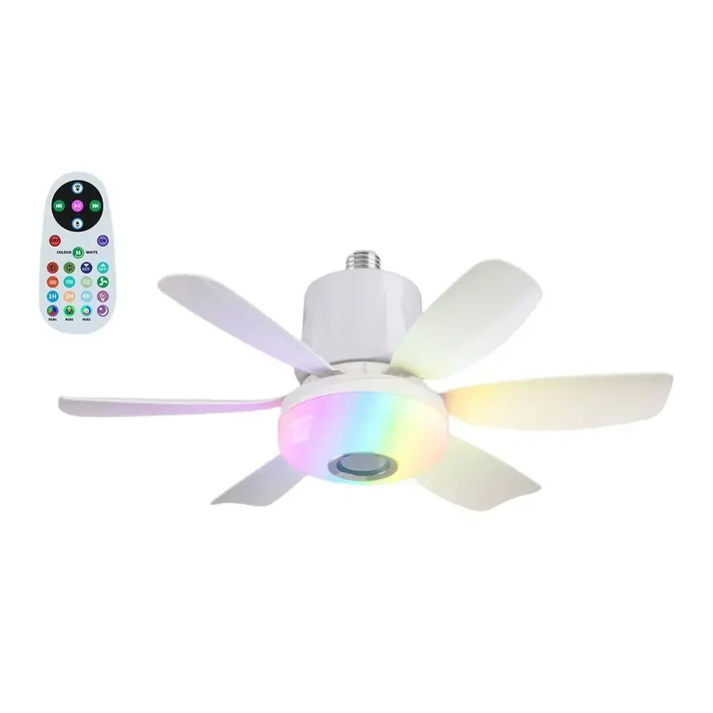ventilateur led couleurs changeantes bluetooth télécommande moderne arc ciel éclairage chambre musique