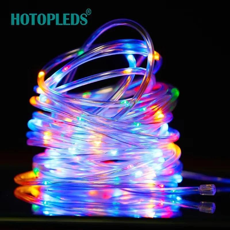 guirlande lumineuse led multicolore moderne filaments transparents piquet solaire 32m 22m 12m 7mextérieur nocturne