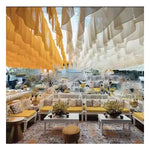 toile décorative suspendue ondulations vagues plissures semi transparent vert clair blanc beige orange rose