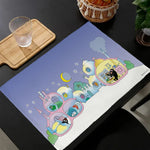 tapis multicolore dessins animés personnages cartoon table maison isolation thermique plats occidentaux