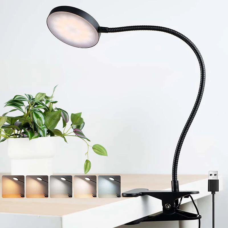 lampe pince flexible led usb rechargeable 360 rotation noir blanc moderne