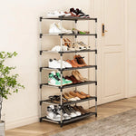 étagère chaussures multi niveaux gris métal moderne réutilisable fixations plastiques porte chaussures