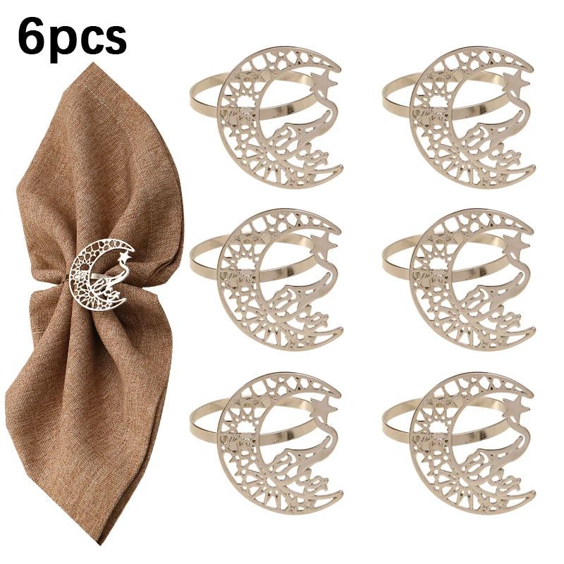 anneaux serviette or argent lune oiseau étoile ornements artisanal élégant ajustable fourchettes couteaux
