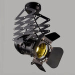 Spot lumineux moderne industriel noir structure zigzag fixation ampoule diffuseur plaque protection