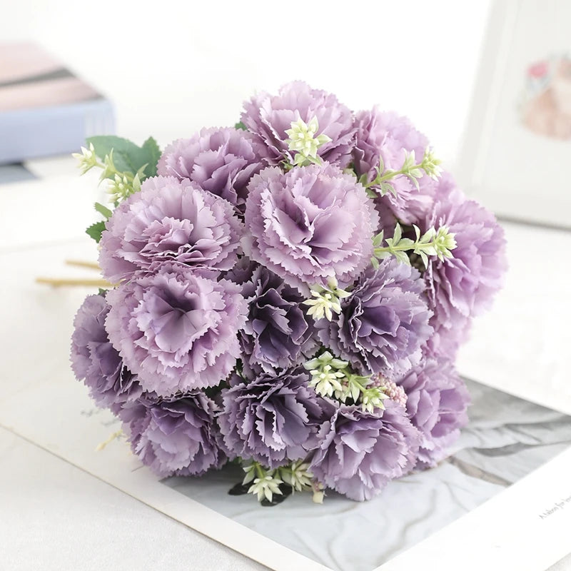 Bouquet artificiel coquelicot feuilles vertes mariage décoration intérieure vase bleu rose orange blanc vert