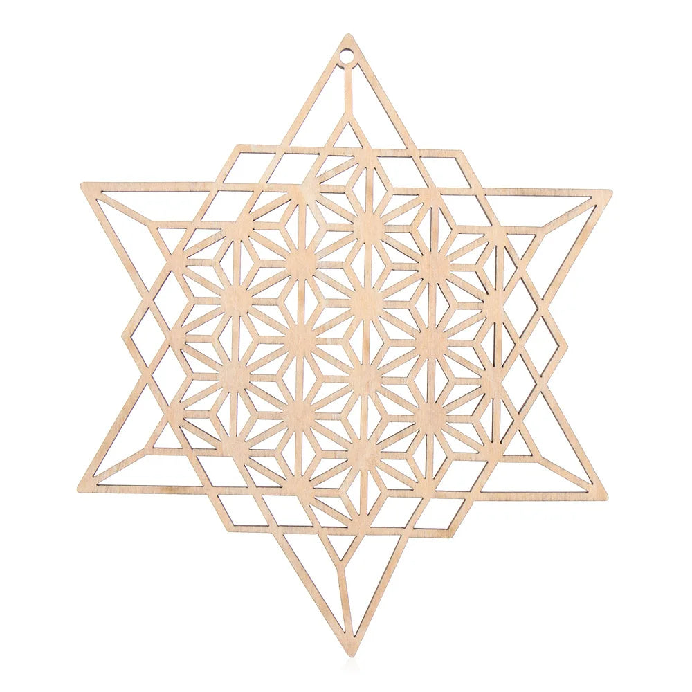 coasters bois clair gravure circulaire fleur vie om lotus minimaliste 14cm 30cm