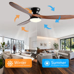 ventilateur moderne bois naturel noir lampe led télécommande intérieur maison