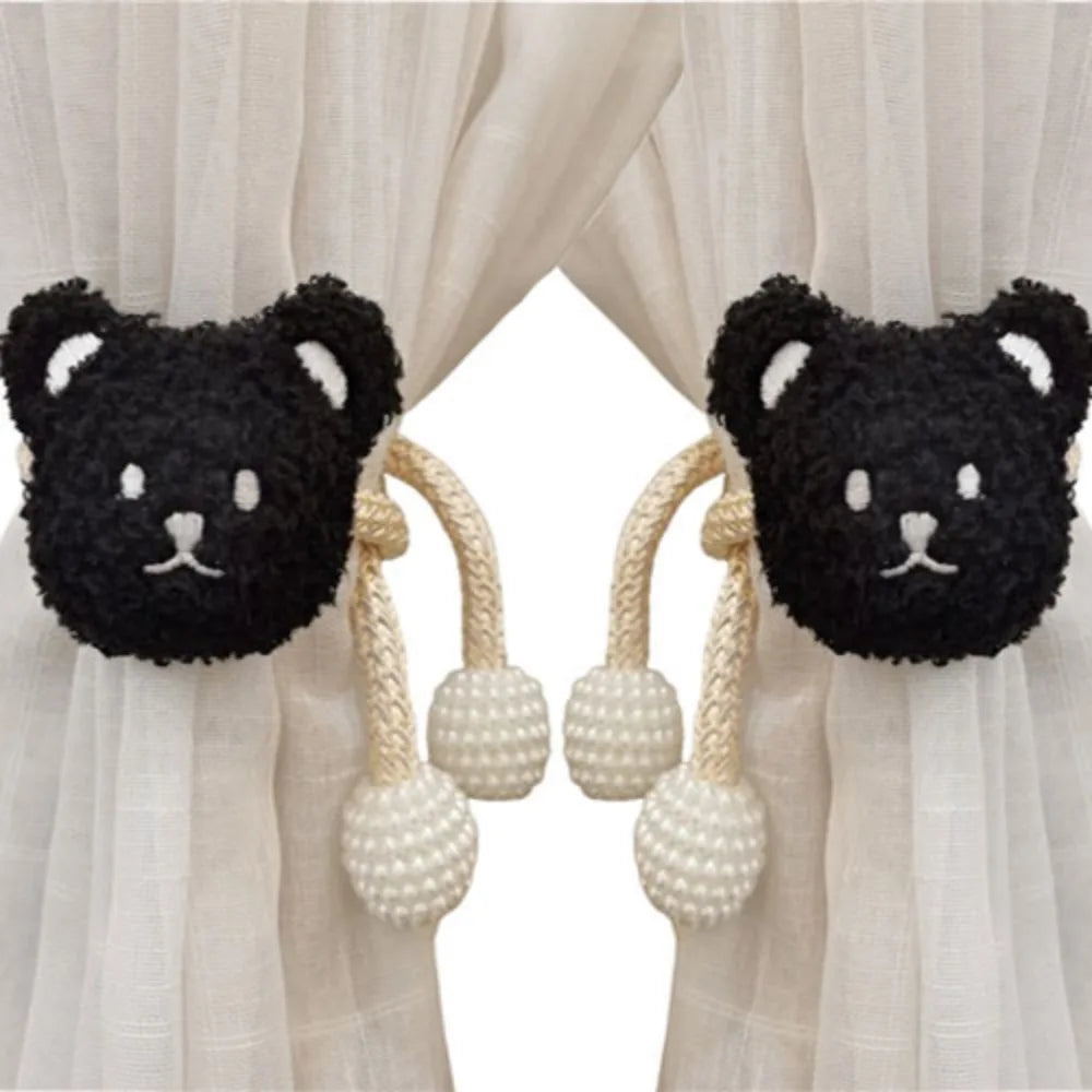 attache cordon fenêtre teddy bear mignon décoration maison tissu doux couleur beige marron clair