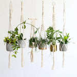 porte plante suspendu macramé blanc coton décoration bohème jardin intérieur balcon maison extérieur