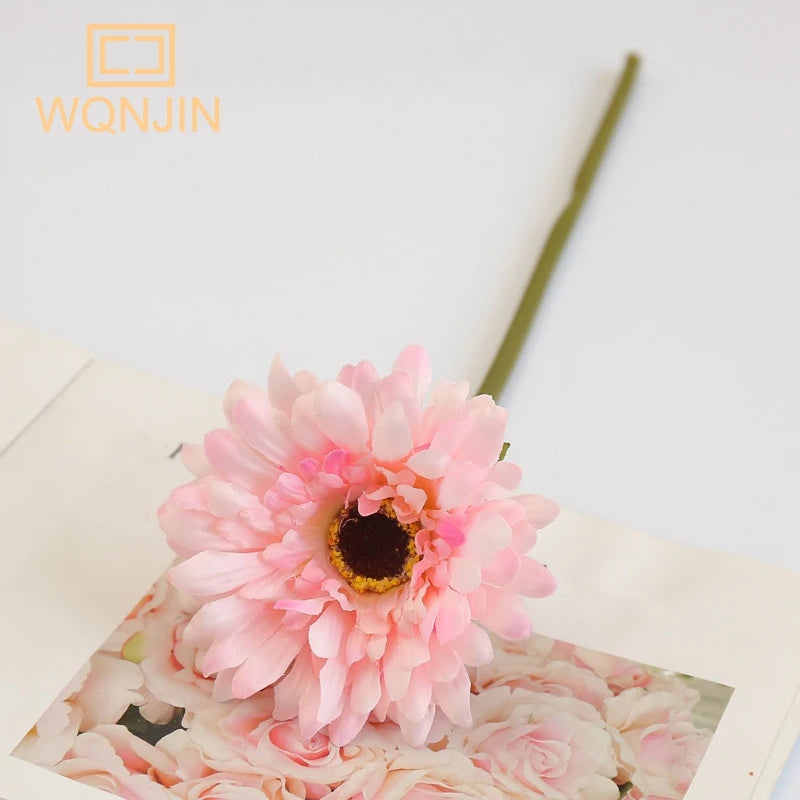 bouquet fleurs artificielles gerbera rouge rose jaune blanc modernes decoration mariage anniversaireintérieur
