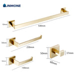 accessoires salle bain ensemble porte serviettes moderne finition dorée métal alliage aluminium fixations murales