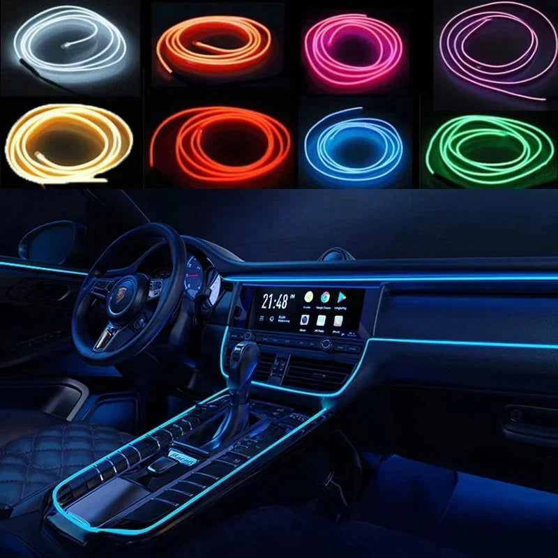 Ruban led flexible car interior ambiance lumière usb adhésive multiple couleurs moderne lumineuse