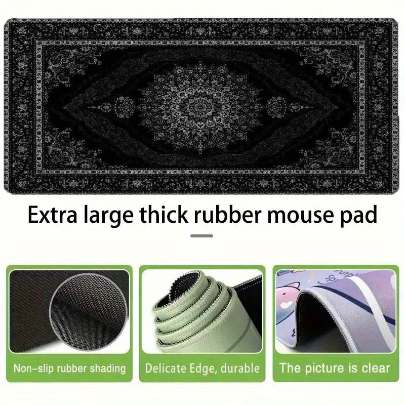 tapis souris moderne élégant noir géométrique antidérapant caoutchouc lisse 30x60cm 40x80cm 40x90cm