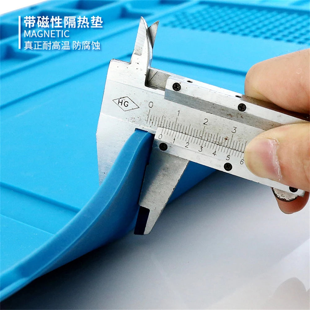 tapis réparation électronique bleu 300x450mm compartiments outils professionnels