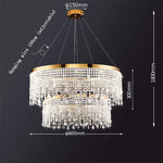 lampe suspendue cristal or moderne élégante chaînes transparentes salon salle manger