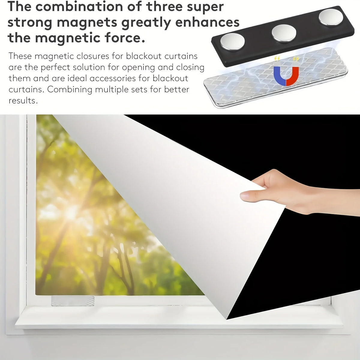 fermeture magnétique moderne aimants puissants adhésifs clips rideau noir argent texturé