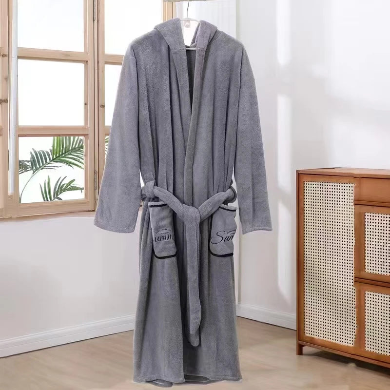 robe chambre polaire velours doux gris clair rose moderne absorbante toilette