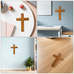 croix murale bois naturelle classique marron clair décoration religieuse intérieure