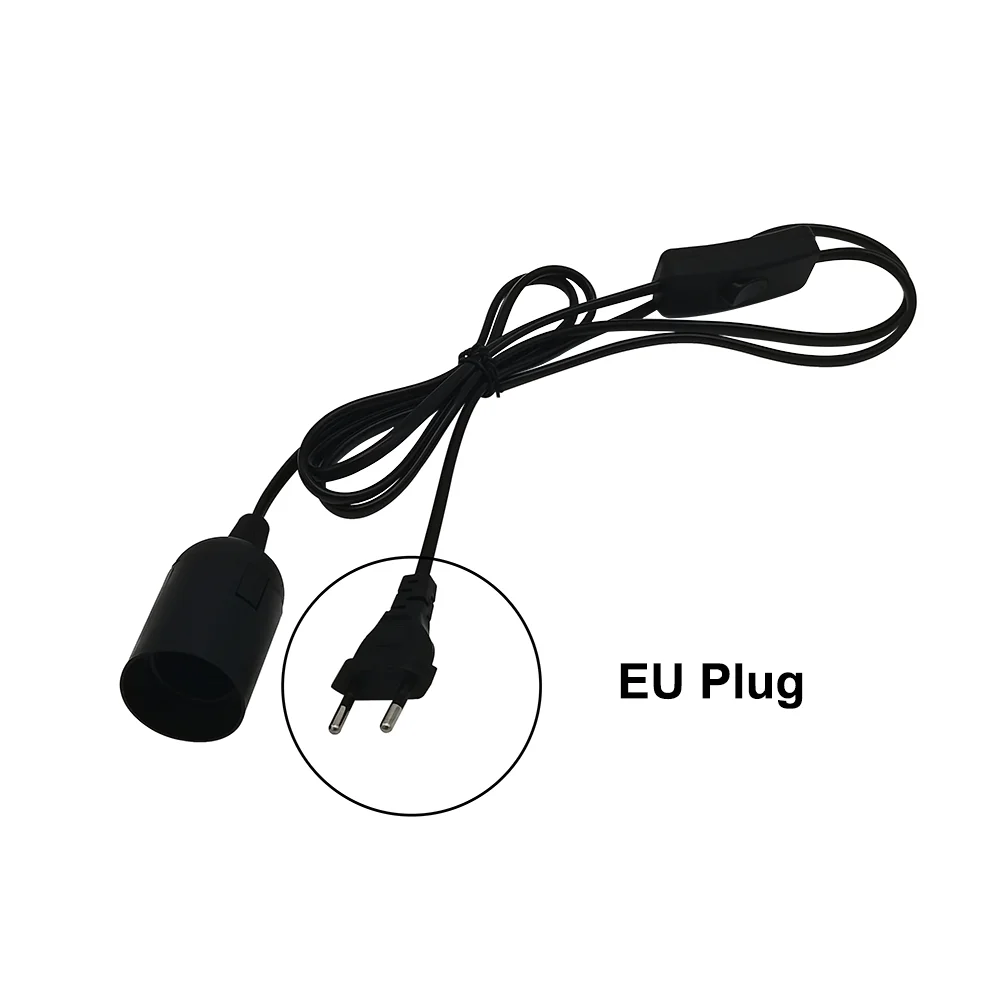 support ampoule e27 noir commutateur câble prise eu moderne sans fixation certification
