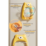 organisateur mural ventouse ours compartiments rangement cuisine jaune blanc moderne ludique minimaliste