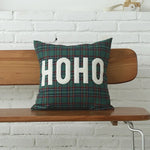 coussins brodés motif tartan vert rouge hoho joy noël decoration intérieure vintage moderne
