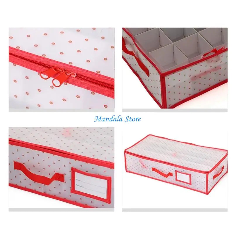 boîte rangement pliable compartiments blanc rouge motif pois moderne poignées élégante organisation décoration festive