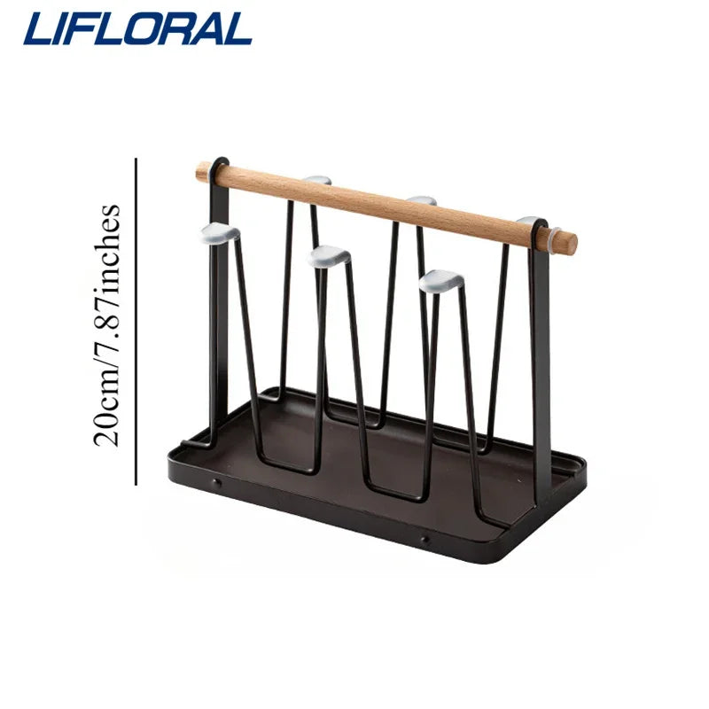 porte verres industriel noir bois clair salon réutilisable fer