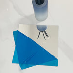 décoration murale moderne autocollante 15x15cm bleu blanc gris triangles opaques