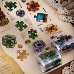 ruban décoratif multicolore fleurs puzzles adhésif vintage romantique scrapbook papeterie art fleurs imprimées