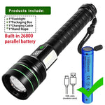 lampe torche led rechargeable zoomable camping chasse haute puissance résistante autodéfense affichage numérique cordon