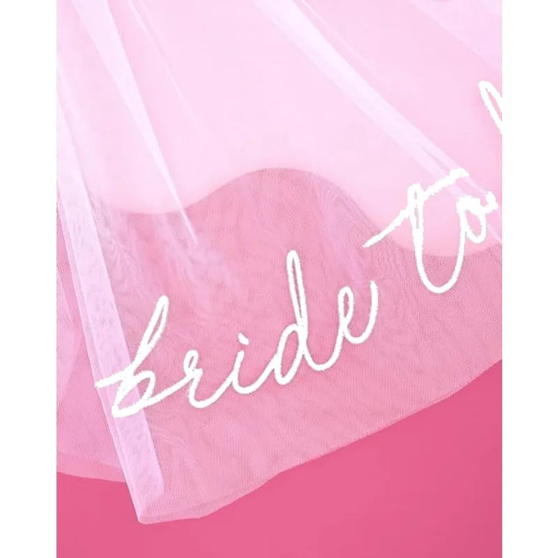 voile mariée inscription bride to be tissu texturé moderne transparent blanc rose festive