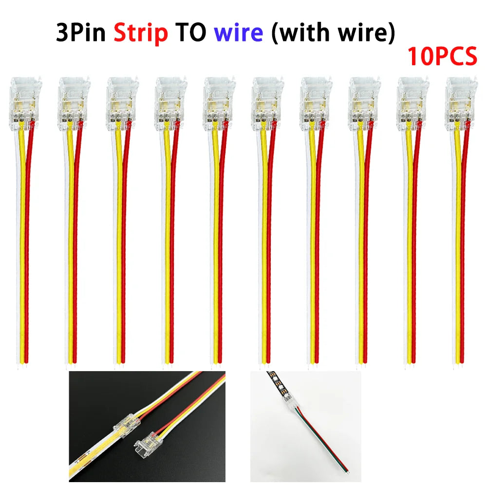 connecteur led broches transparent clips ruban led universel rgb 10mm 12v cecerohsul