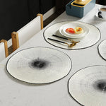 placemat moderne blanc noir rayures concentriques tissu table décoration