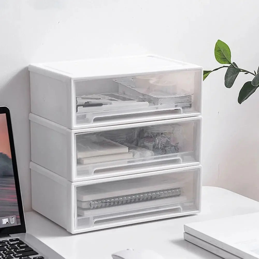 boîtes rangement transparentes plastique blanc empilables poignées modernes lit