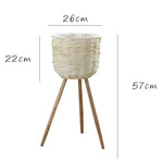 panier tressé pieds moderne rustique naturel bois clair plantation fleur décoration intérieure vintage autonome