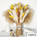bouquet artificiel plumes orange feuilles marron boho décoration maison anniversaire mariage