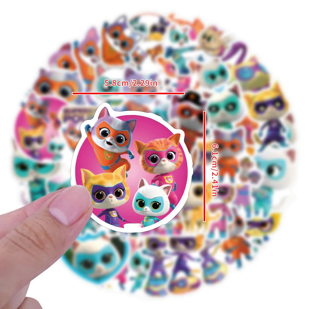 stickers kawaii chats dessins animés couleurs variées cartoon pvc autocollants usage multiple enfants adultes