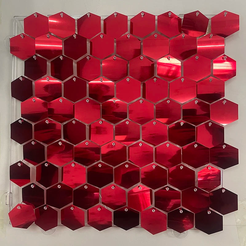panneau décoration murale hexagonal sequins brillant fond fête mariage anniversaire baby shower décor moderne