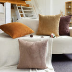 taies d'oreiller côtelées marron beige bleu moderne housse coussin lit chambre 45cm carré polyester