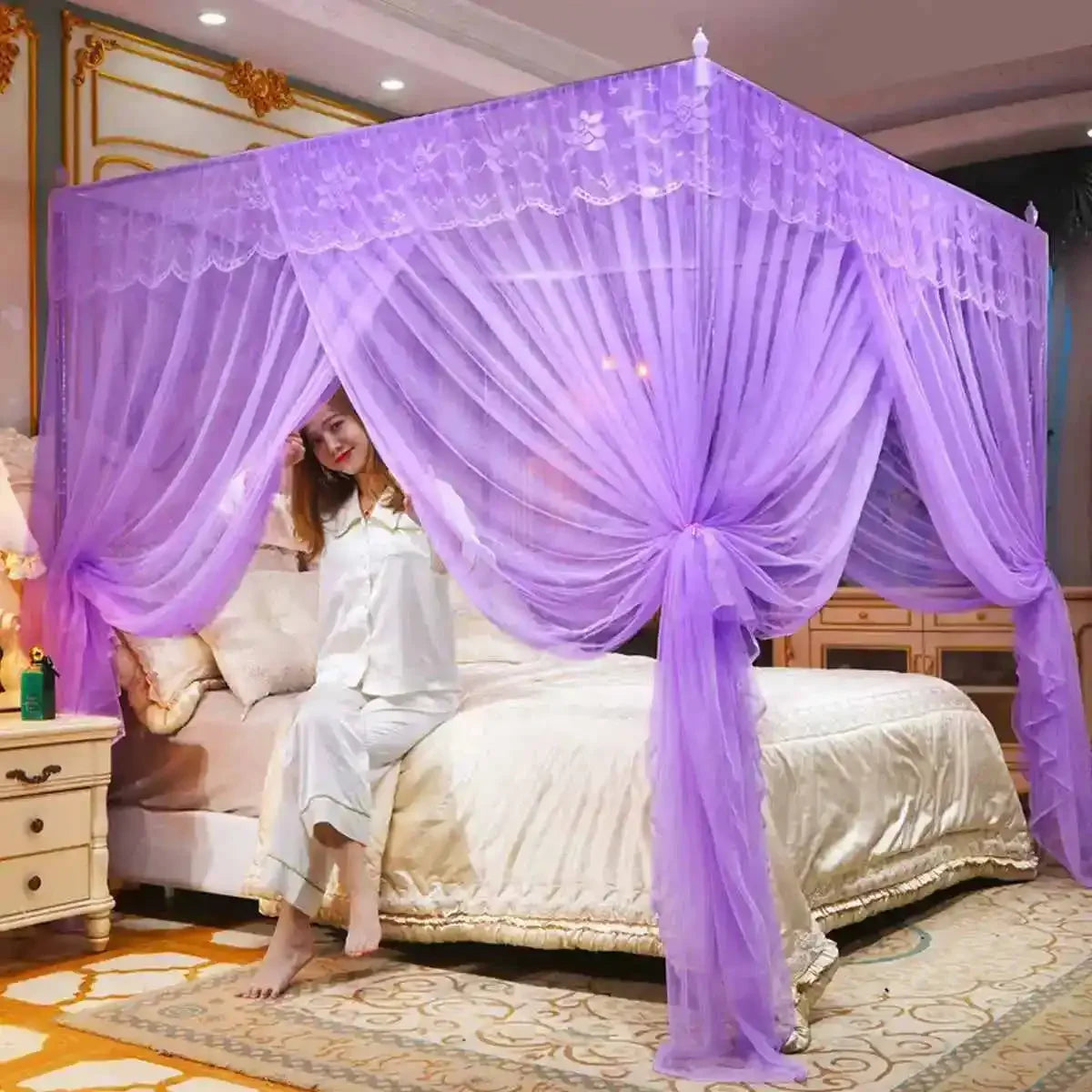 moustiquaire rideau lit anti moustique dentelle blanche transparente lit double voyage camping