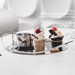 Plateau rangement moderne bois cadre métallique verres champagne bougies fleurs séchées desserts minimaliste élégant