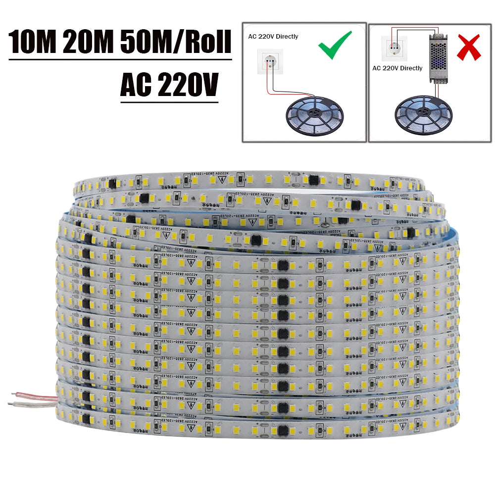 ruban led flexible 120led/m 220v 3000k 4000k 6000k adhésif salon moderne