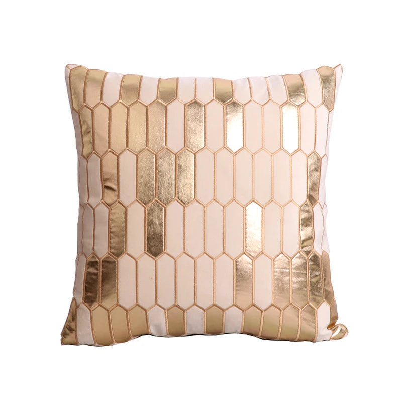 housse coussin velours géométrique doré moderne 30x50cm 45x45cm