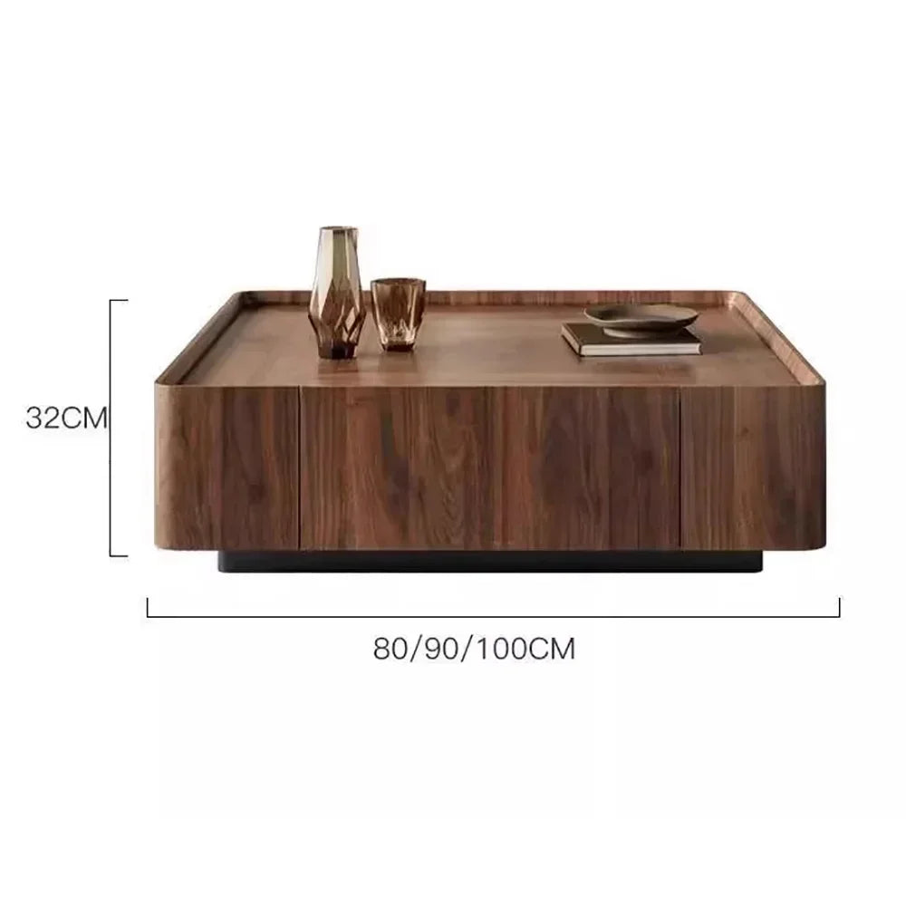 table basse moderne bois marron foncé tiroir plateau amovible salon 80cm 90cm 100cm