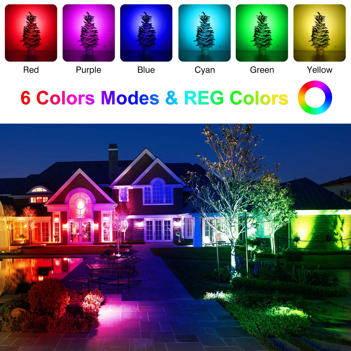 projecteur solaire ip65 étanche rgb lumières led modernes vacances noël halloweenextérieur