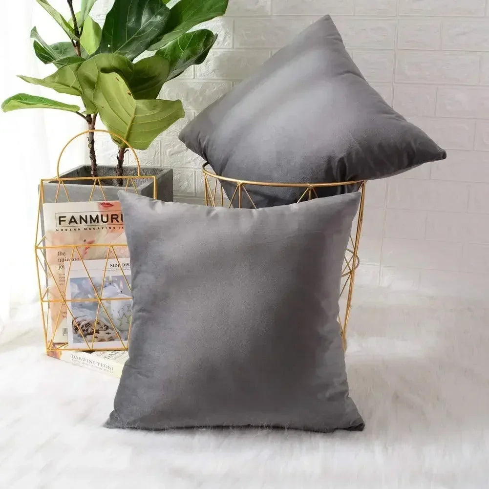 coussin velours gris moderne carré décoratif maison 30x50cm 40x40cm 45x45cm 50x50cm