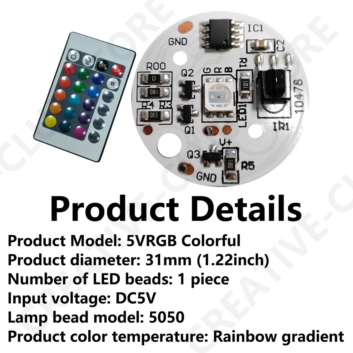 Plaque LED multicolore blanc noir rouge verte bleue télécommande câble USB circulaire moderne