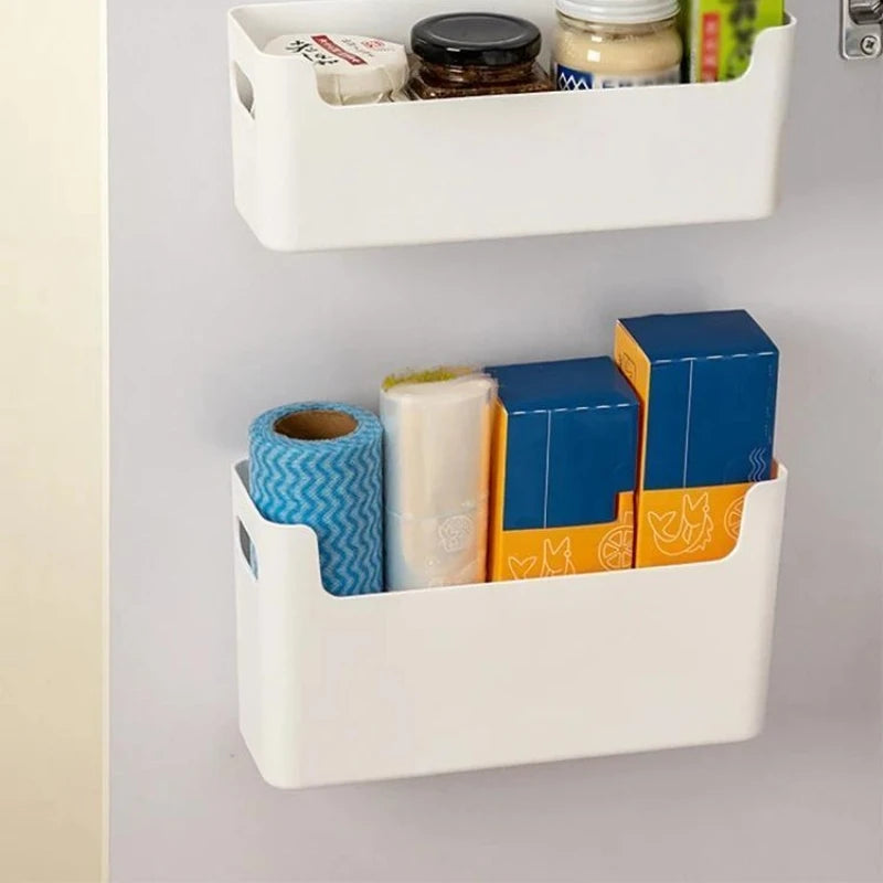 boîte rangement murale blanche pliante adhésive moderne conteneurs cuisine poignées sans bpa